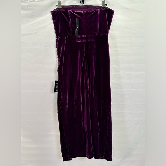 Lulus Glamorous Celebrations Dark Purple Velvet Strapless Tulip Dress - Picture 5 of 6
